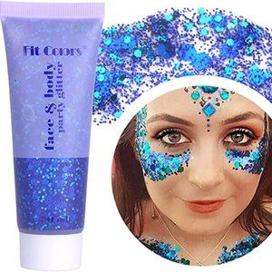 Blue Body Glitter,Mermaid Sequins Liquid Holographic Glitter Gel,Face Eye Lip Ha